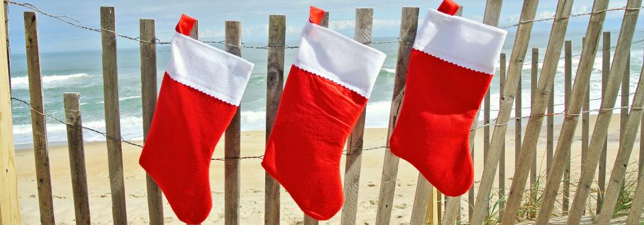 Christmas Stockings on Sand Fence 